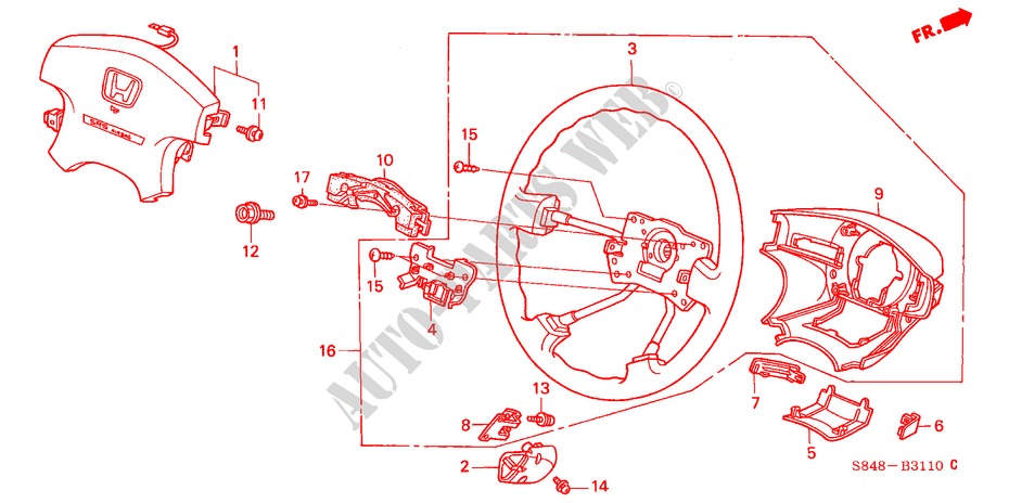 STUURWIEL(SRS) (L4) voor Honda ACCORD 2.3VTI 4 deuren 4-traps automatische versnellingsbak 2000
