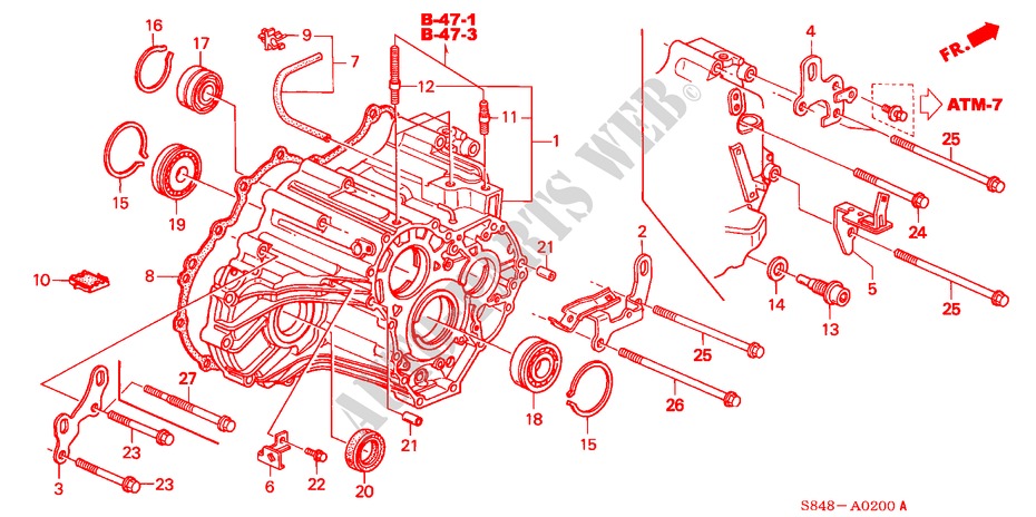 TRANSMISSIE BEHUIZING(L4) voor Honda ACCORD 2.3VTI 4 deuren 4-traps automatische versnellingsbak 2000