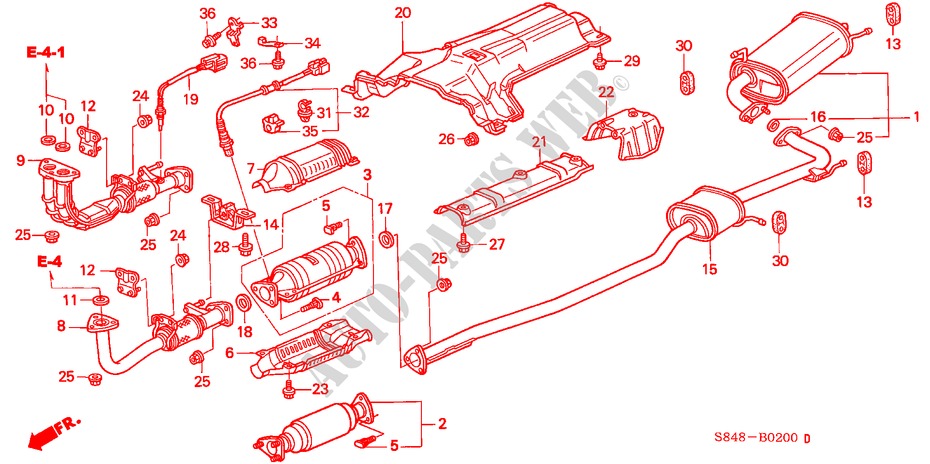 UITLAATPIJP(L4) voor Honda ACCORD 2.3VTI 4 deuren 4-traps automatische versnellingsbak 2000