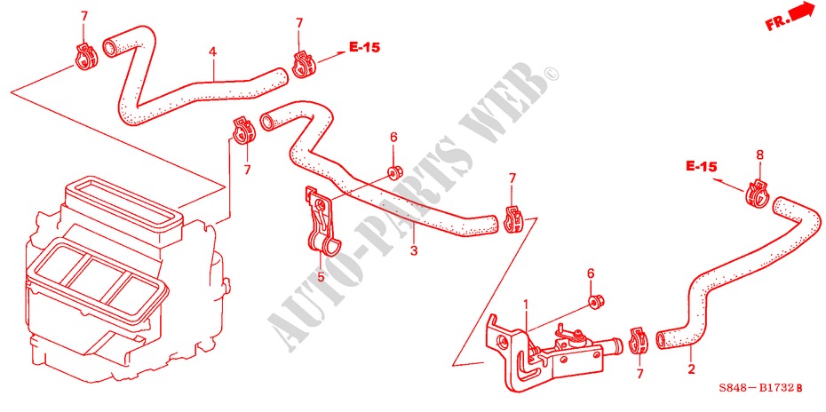 WATERKLEP(L4) (RH) voor Honda ACCORD 2.3VTI 4 deuren 4-traps automatische versnellingsbak 2000