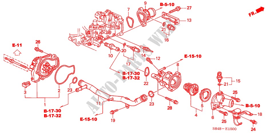 WATERPOMP/SENSOR(L4) voor Honda ACCORD 2.3VTI 4 deuren 4-traps automatische versnellingsbak 2000