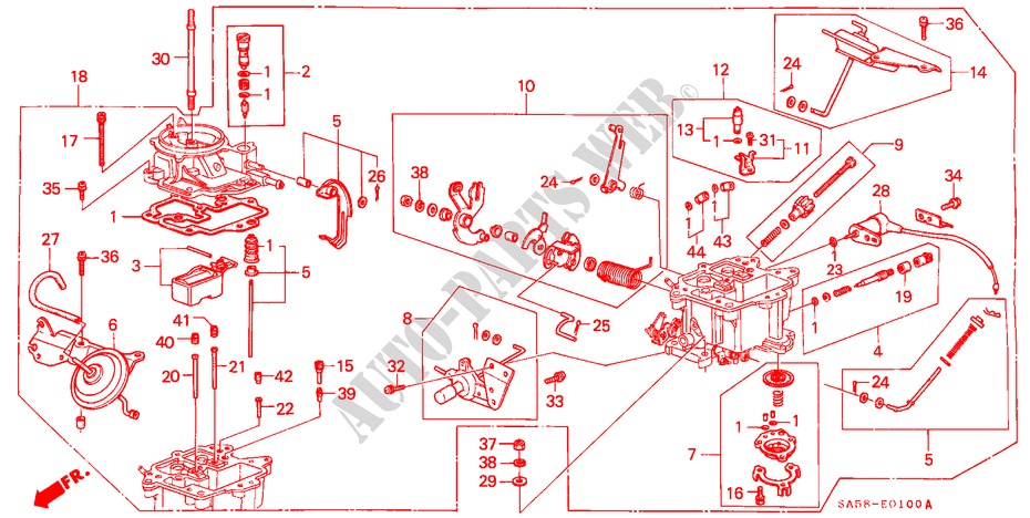 CARBURATEUR voor Honda ACCORD EX 4 deuren 5-versnellings handgeschakelde versnellingsbak 1985