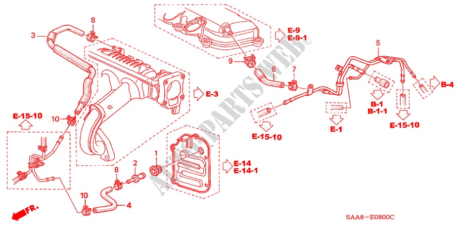 ONTLUCHTER PIJP voor Honda JAZZ 1.3LX 5 deuren CVT versnellingsbak 2002