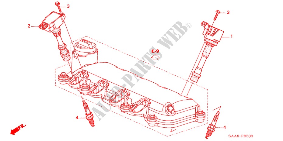 ONTSTEKINGSSPOEL/PLUG voor Honda JAZZ 1.3LX 5 deuren CVT versnellingsbak 2002