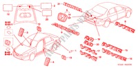 EMBLEMEN/WAARSCHUWINGSLABELS voor Honda ACCORD 3.0 SIR 4 deuren 5-traps automatische versnellingsbak 2003