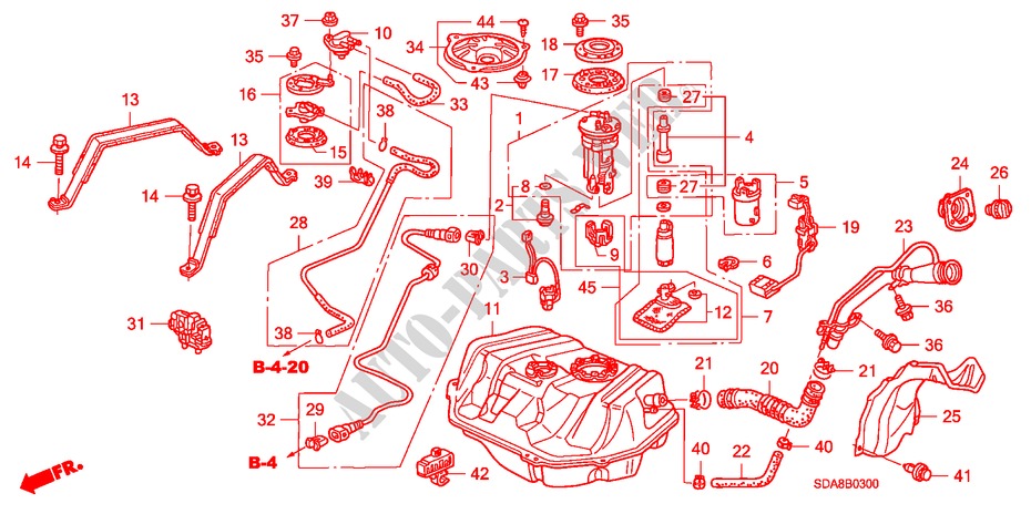 BRANDSTOF TANK(1) voor Honda ACCORD VTIE 4 deuren 5-versnellings handgeschakelde versnellingsbak 2005