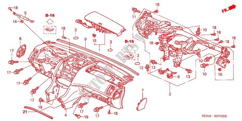 INSTRUMENTEN PANEEL(LH) voor Honda ACCORD VTIE 4 deuren 5-versnellings handgeschakelde versnellingsbak 2005