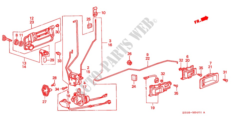 VOOR PORTIER SLOTEN(4DE) voor Honda ACCORD 2.0SI 4 deuren 4-traps automatische versnellingsbak 1989