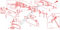 SPIEGEL/ZONNEKLEP voor Honda PRELUDE SI 2 deuren 4-traps automatische versnellingsbak 1990