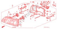 KOPLAMP(1) voor Honda CIVIC DX 1200 3 deuren 5-versnellings handgeschakelde versnellingsbak 1989