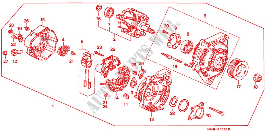 GENERATOR(ND) voor Honda ACCORD LX 4 deuren 4-traps automatische versnellingsbak 1990