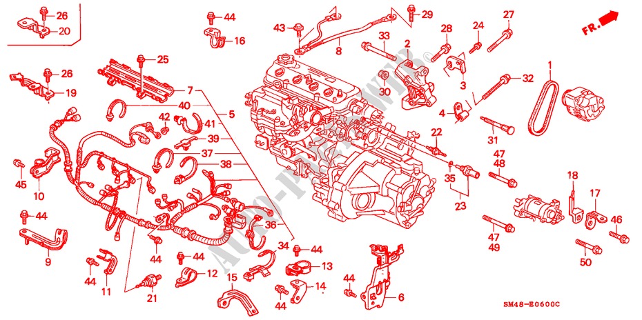 MOTOR BEDRADINGSBUNDEL/KLEM voor Honda ACCORD LX 4 deuren 4-traps automatische versnellingsbak 1990