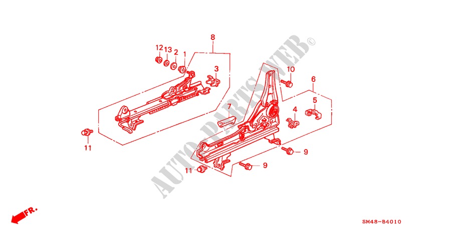 V. ZITTING COMPONENTEN(1) voor Honda ACCORD LX 4 deuren 4-traps automatische versnellingsbak 1990