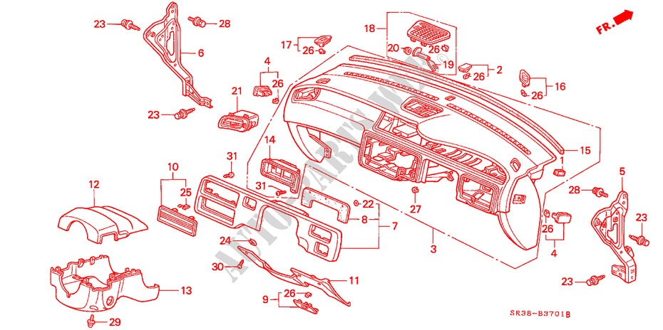 INSTRUMENTEN PANEEL(2) voor Honda CIVIC EL 3 deuren 5-versnellings handgeschakelde versnellingsbak 1992
