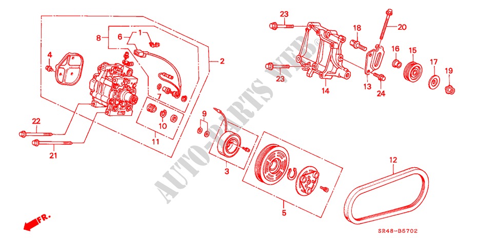 AIRCONDITIONER (COMPRESSOR) (3) voor Honda CIVIC 1.5EL 4 deuren 4-traps automatische versnellingsbak 1992