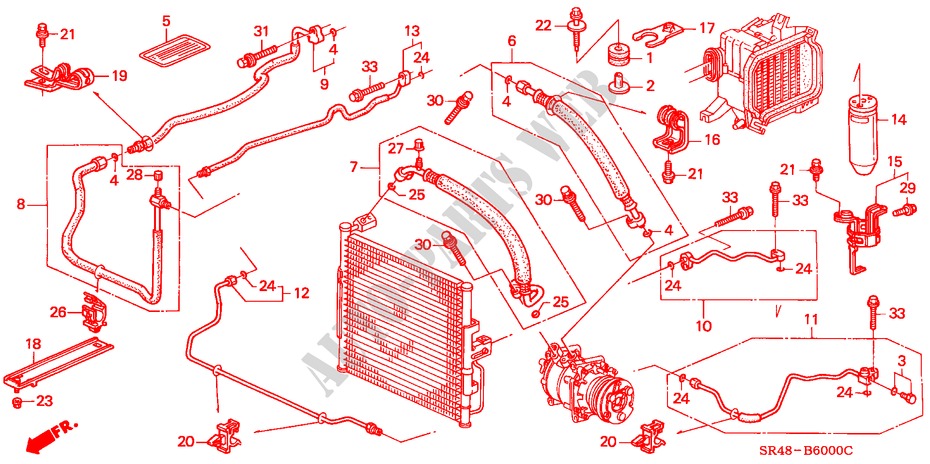 AIRCONDITIONER (SLANGEN/PIJPEN) (1) voor Honda CIVIC 1.5EL 4 deuren 4-traps automatische versnellingsbak 1992