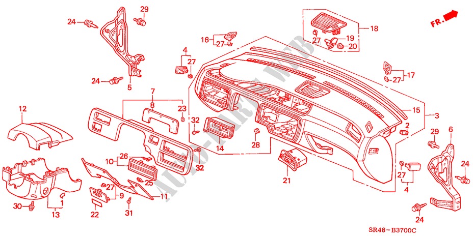 INSTRUMENTEN PANEEL(LH) voor Honda CIVIC 1.5EL 4 deuren 4-traps automatische versnellingsbak 1992