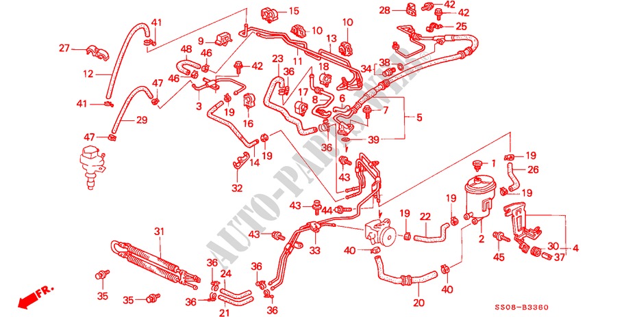 P.S. LIJNEN(LH) voor Honda PRELUDE SI 2 deuren 4-traps automatische versnellingsbak 1993