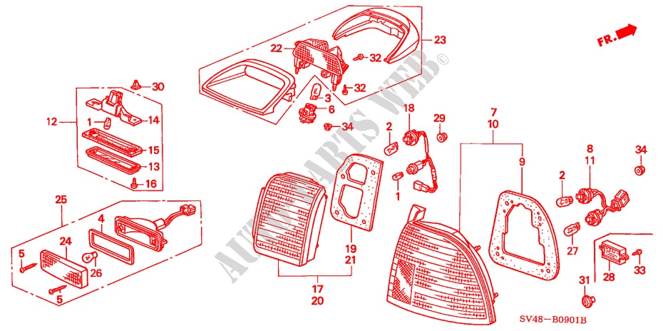 ACHTERLICHT(2) voor Honda ACCORD EXI 4 deuren 4-traps automatische versnellingsbak 1996