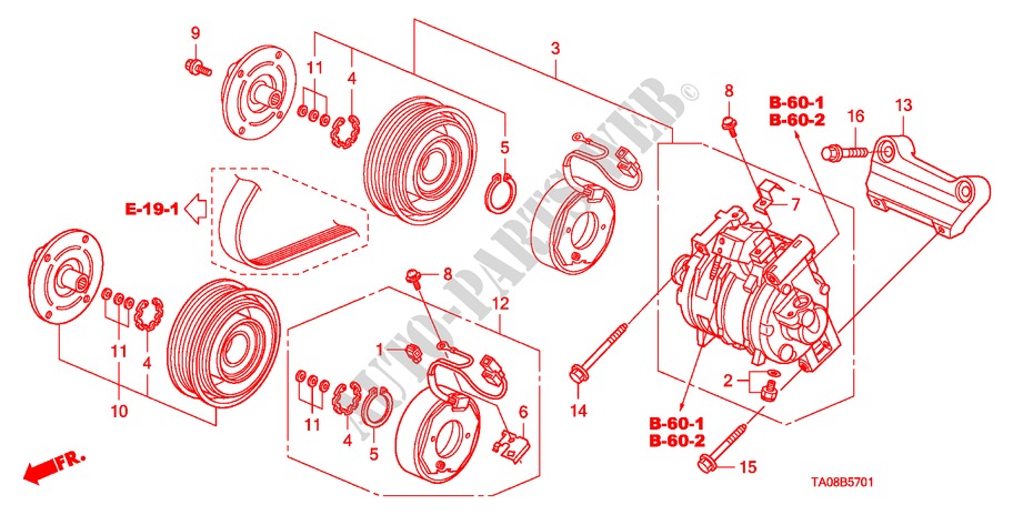 AIRCONDITIONER(COMPRESSOR)(2.4L) voor Honda ACCORD 2.4 4 deuren 5-traps automatische versnellingsbak 2010