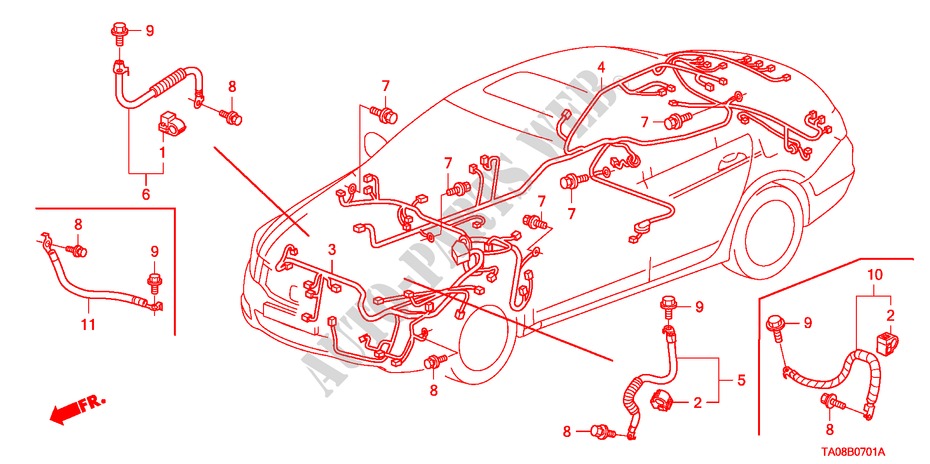 BEDRADINGSBUNDEL(1)(RH) voor Honda ACCORD VTI 4 deuren 5-traps automatische versnellingsbak 2010