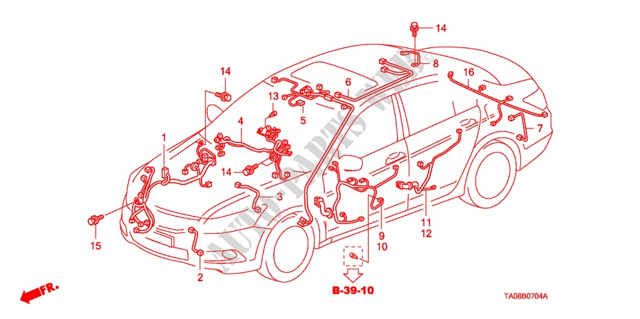 BEDRADINGSBUNDEL(3)(LH) voor Honda ACCORD 2.4 4 deuren 5-traps automatische versnellingsbak 2009