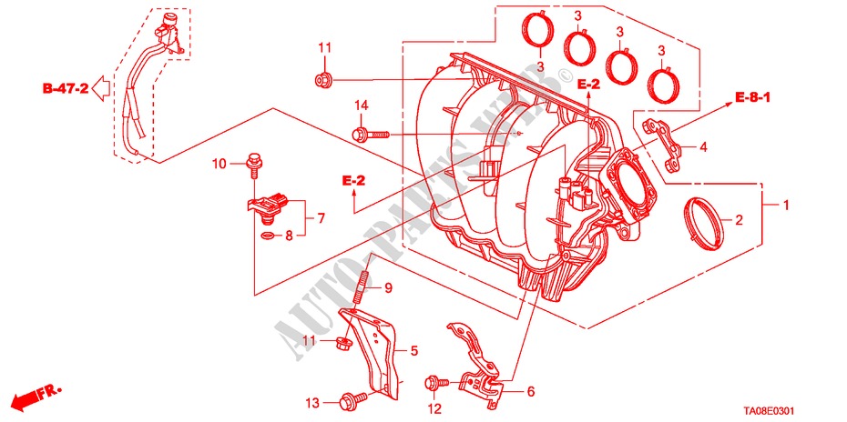 INLAAT SPRUITSTUK(2.4L) voor Honda ACCORD VTI 4 deuren 5-traps automatische versnellingsbak 2010
