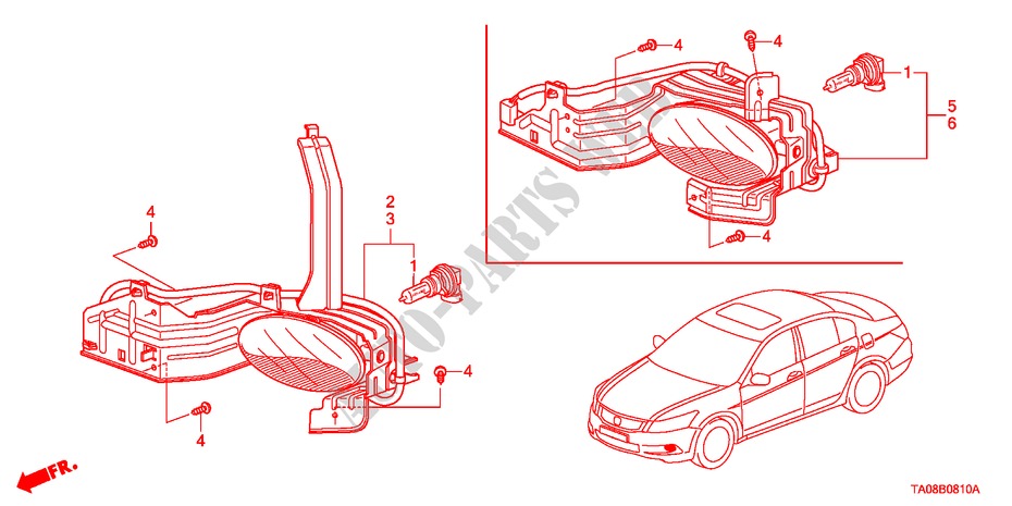 MISTLICHT voor Honda ACCORD VTI 4 deuren 5-traps automatische versnellingsbak 2010
