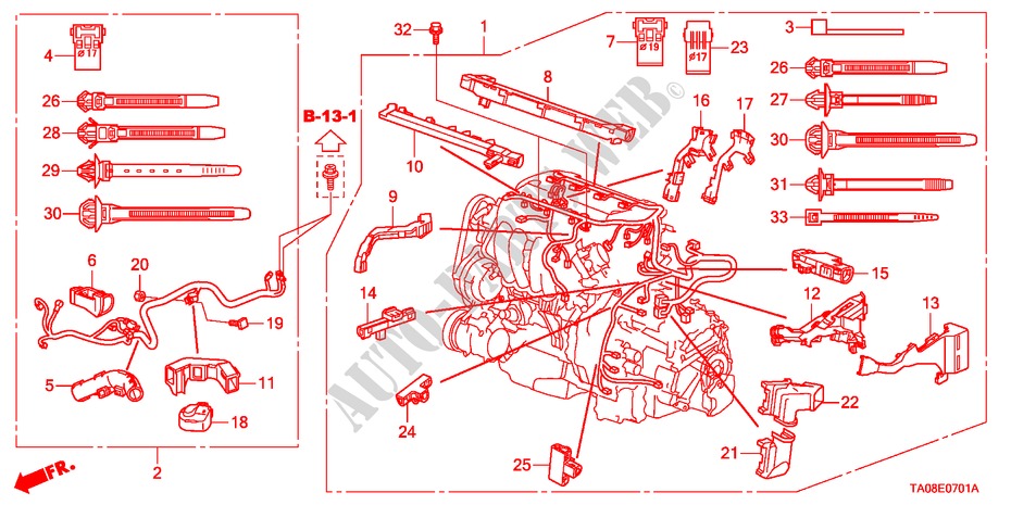 MOTOR BEDRADINGSBUNDEL(2.4L) voor Honda ACCORD VTI 4 deuren 5-traps automatische versnellingsbak 2010