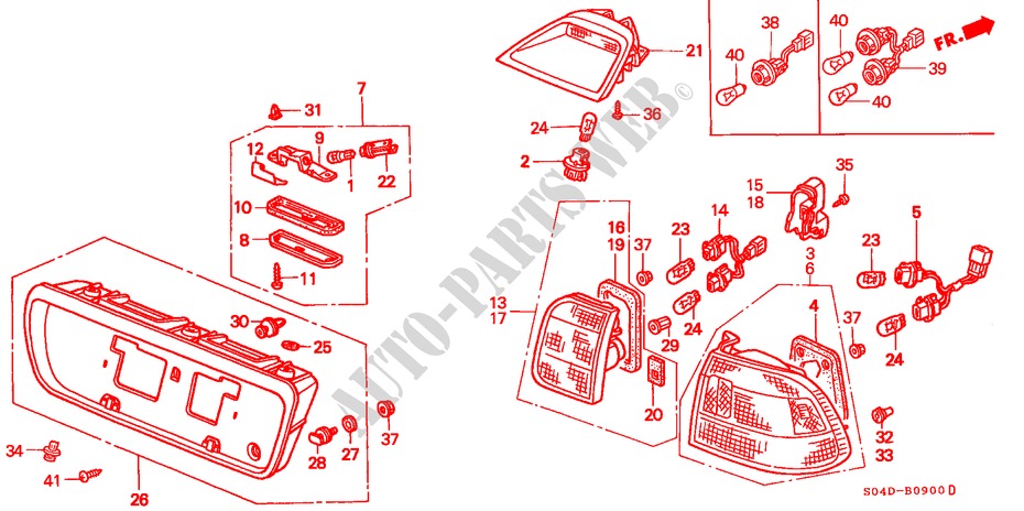ACHTERLICHT(1) voor Honda BALLADE 150I 4 deuren 4-traps automatische versnellingsbak 1998