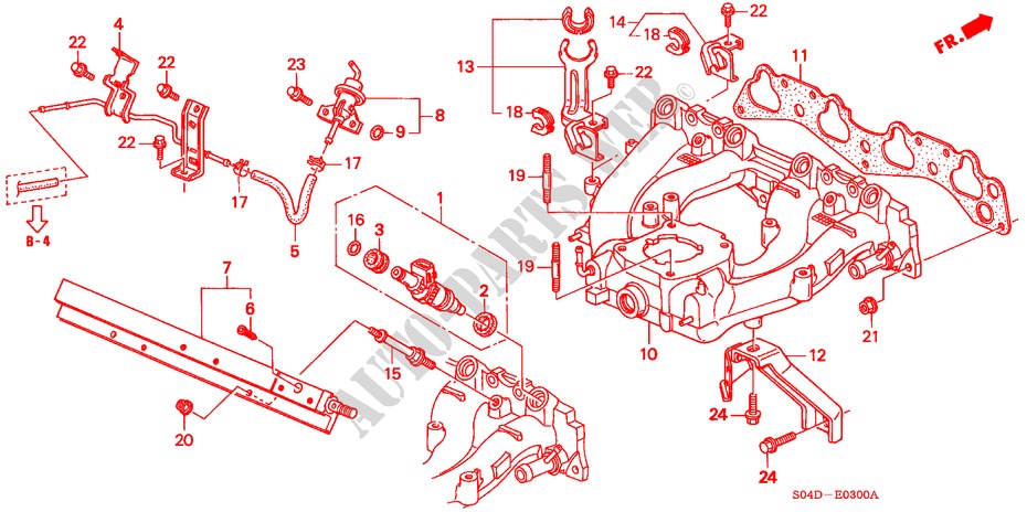 INLAAT SPRUITSTUK(1) voor Honda BALLADE 150I 4 deuren 5-versnellings handgeschakelde versnellingsbak 1999