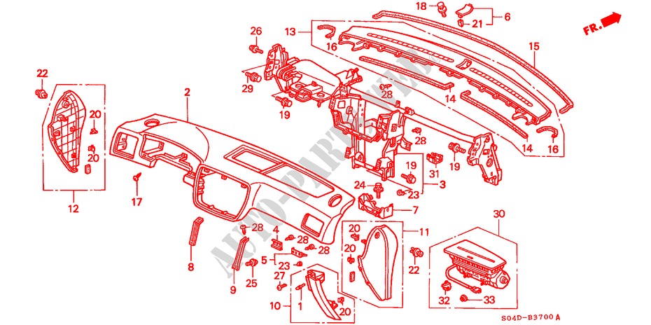 INSTRUMENTEN PANEEL(LH) voor Honda CIVIC 1.6IES 4 deuren 5-versnellings handgeschakelde versnellingsbak 1998