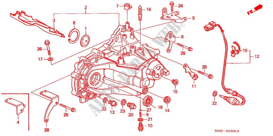 TRANSMISSIE BEHUIZING (2) voor Honda BALLADE 160I VTEC 4 deuren 5-versnellings handgeschakelde versnellingsbak 1998