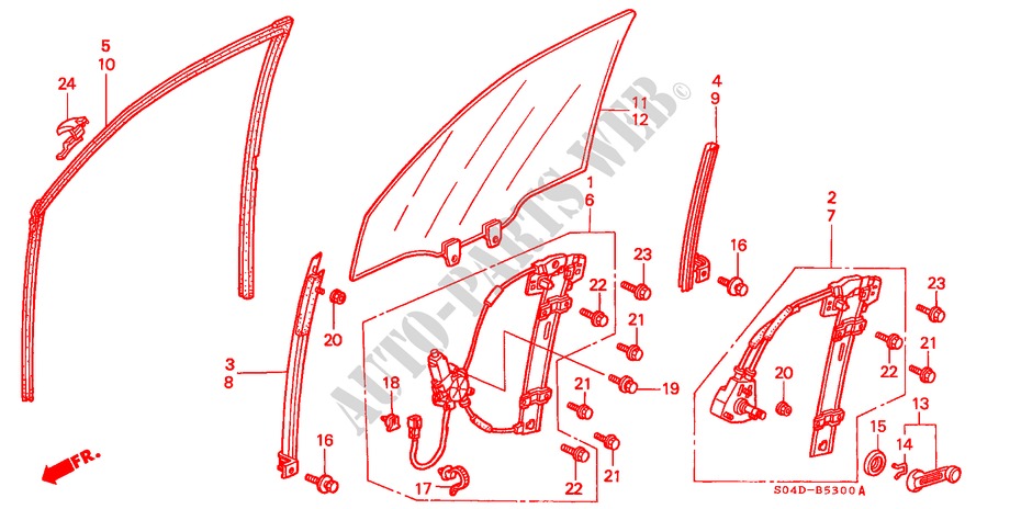 VOOR PORTIER RAMEN voor Honda BALLADE BASE 4 deuren 5-versnellings handgeschakelde versnellingsbak 1997