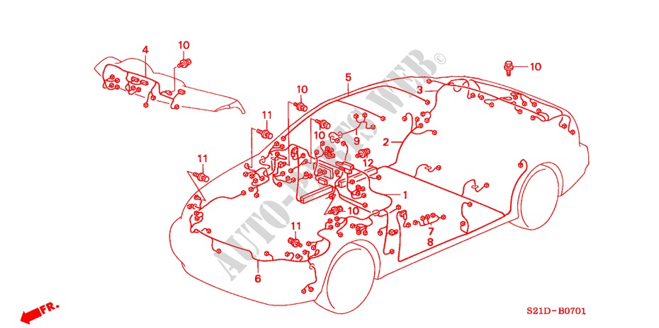 BEDRADINGSBUNDEL(RH) voor Honda BALLADE 180I 4 deuren 4-traps automatische versnellingsbak 2000