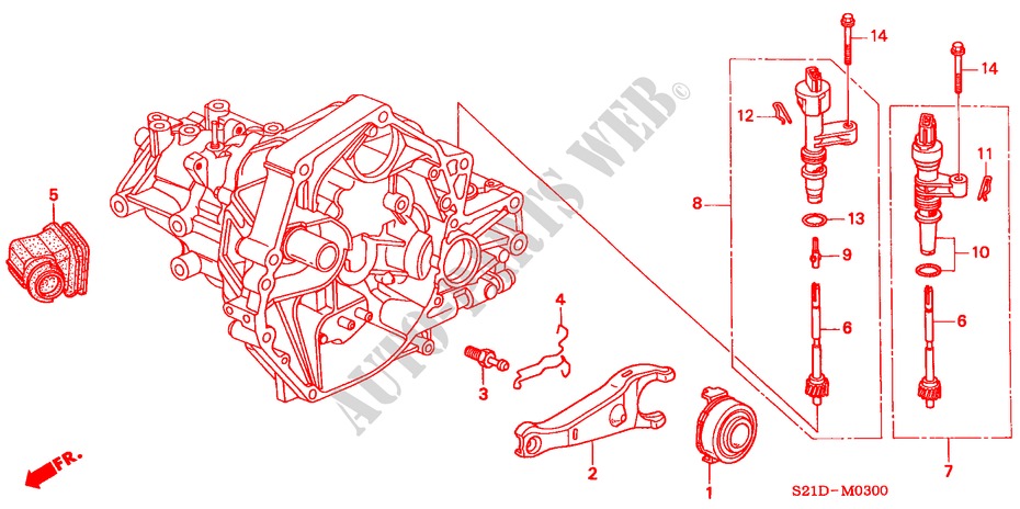 KOPPELING TERUGKEER (1) voor Honda CIVIC EX 4 deuren 5-versnellings handgeschakelde versnellingsbak 2000