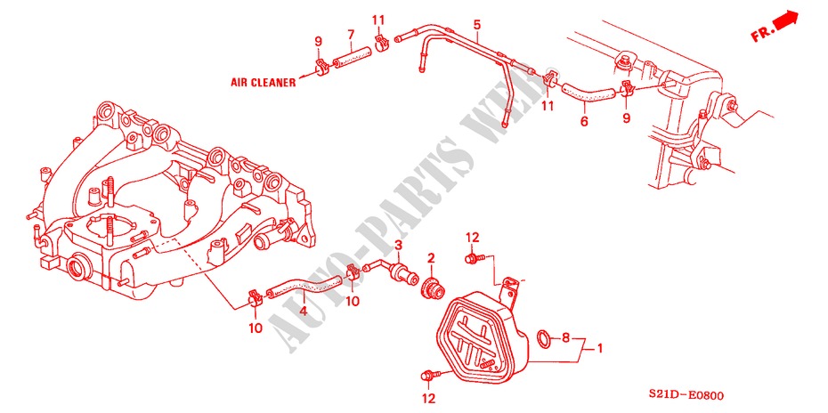 ONTLUCHTKAMER(1) voor Honda CIVIC 1.4IS 4 deuren 5-versnellings handgeschakelde versnellingsbak 2000