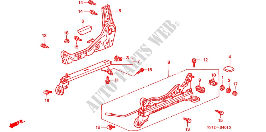 V. ZITTING COMPONENTEN (R.)(1) voor Honda BALLADE 150I 4 deuren 4-traps automatische versnellingsbak 2000
