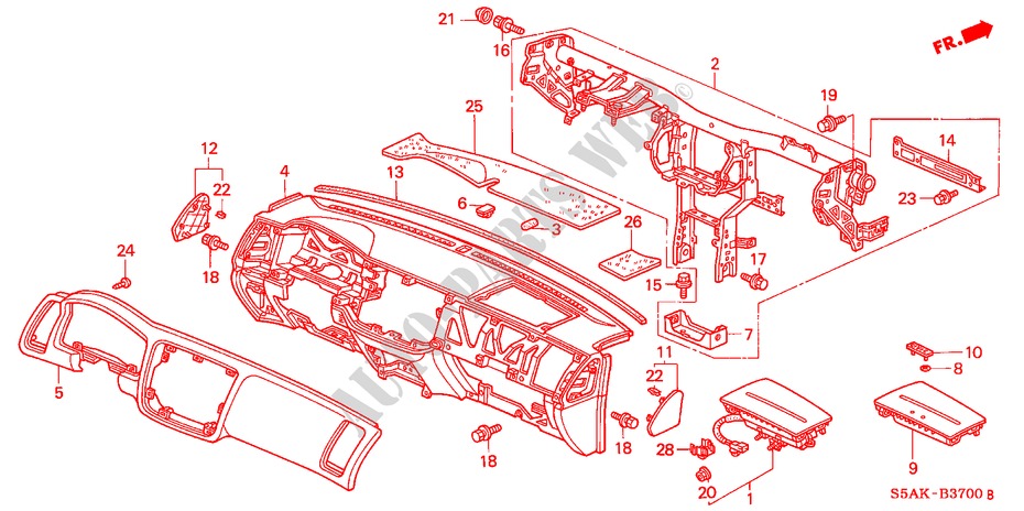 INSTRUMENTEN PANEEL(LH) voor Honda CIVIC 1.6LS 4 deuren 4-traps automatische versnellingsbak 2001