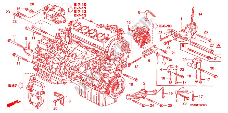 MOTOR BEVESTIGING BEUGEL voor Honda CIVIC 1.6LS 4 deuren 4-traps automatische versnellingsbak 2003