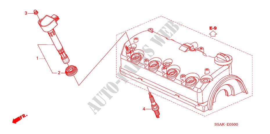 ONTSTEKINGSSPOEL/PLUG voor Honda CIVIC 1.6LS 4 deuren 4-traps automatische versnellingsbak 2003