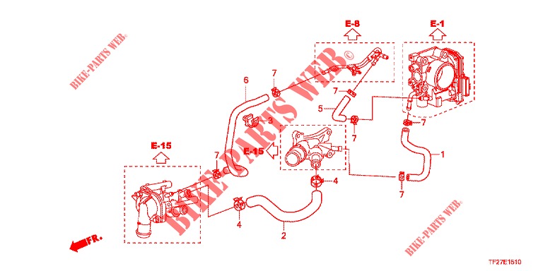 VERWARMINGSEENHEID/WATERSLANG  voor Honda JAZZ HYBRID LUXURY 5 deuren CVT versnellingsbak 2015