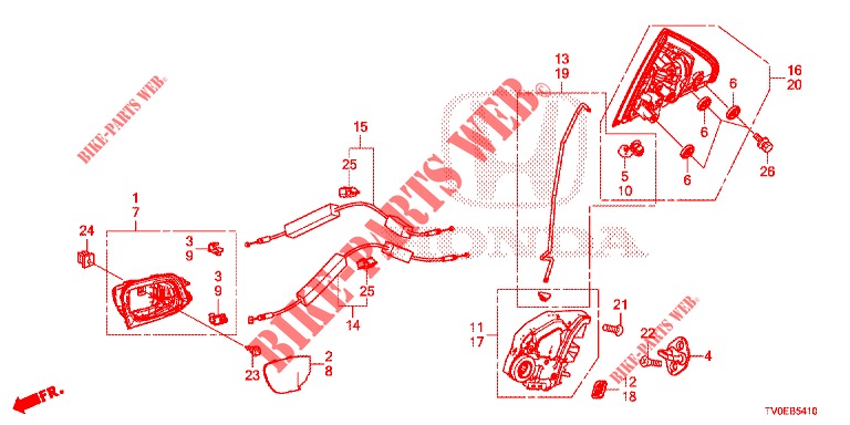 ACHTER PORTIER SLOTEN/BUITEN HENDEL  voor Honda CIVIC 1.4 EXECUTIVE TUNER LESS 5 deuren 6-versnellings handgeschakelde versnellingsbak 2014