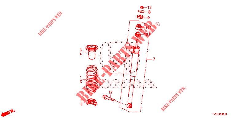 ACHTER SCHOK ABSORBEERDER  voor Honda CIVIC 1.4 EXECUTIVE TUNER LESS 5 deuren 6-versnellings handgeschakelde versnellingsbak 2014
