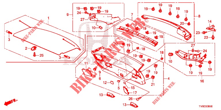 ACHTERKLEP VOERING/ ACHTER PANEEL VOERING(2DE)  voor Honda CIVIC 1.4 EXECUTIVE TUNER LESS 5 deuren 6-versnellings handgeschakelde versnellingsbak 2014