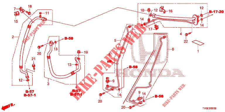AIRCONDITIONER (FLEXIBLES/TUYAUX) (LH) voor Honda CIVIC 1.4 EXECUTIVE TUNER LESS 5 deuren 6-versnellings handgeschakelde versnellingsbak 2014