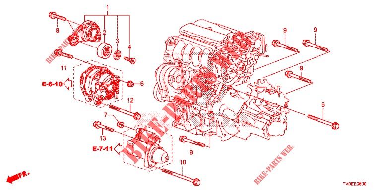 AUTOMATISCH SPANNER (1.4L) voor Honda CIVIC 1.4 EXECUTIVE TUNER LESS 5 deuren 6-versnellings handgeschakelde versnellingsbak 2014