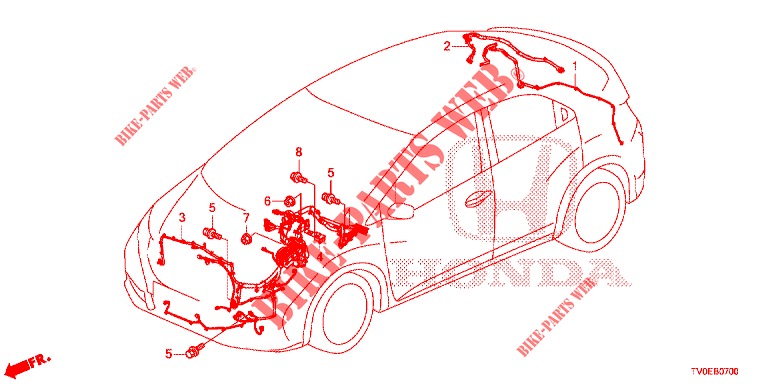 BEDRADINGSBUNDEL (1) (LH) voor Honda CIVIC 1.4 EXECUTIVE TUNER LESS 5 deuren 6-versnellings handgeschakelde versnellingsbak 2014