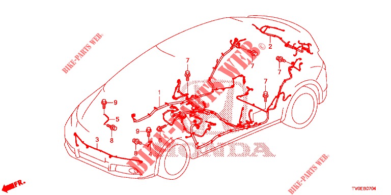 BEDRADINGSBUNDEL (3) (LH) voor Honda CIVIC 1.4 EXECUTIVE TUNER LESS 5 deuren 6-versnellings handgeschakelde versnellingsbak 2014