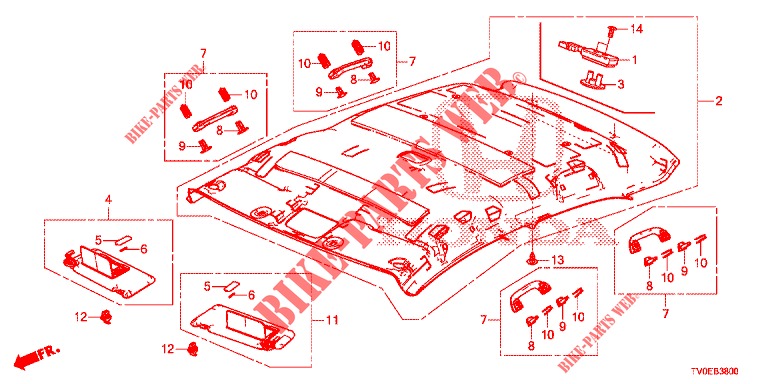 DAK VOERING  voor Honda CIVIC 1.4 EXECUTIVE TUNER LESS 5 deuren 6-versnellings handgeschakelde versnellingsbak 2014